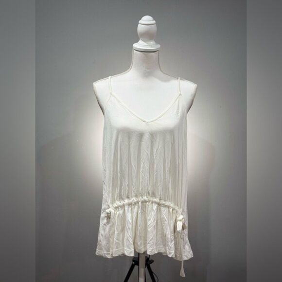 CLEARANCE! White Lush Drawstring Front Tank Size S - Picture 1 of 8